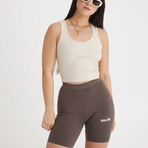 Metta Lifestyle Bolur Kremlitaður / S Metta Embroidered Crop Top